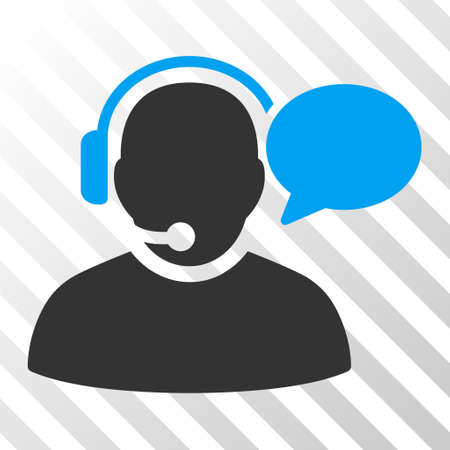 Blue And Gray Operator Message interface toolbar icon. Vector pictograph style is a flat bicolor symbol on diagonal hatch transparent background.のイラスト素材