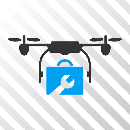 Blue And Gray Service Drone toolbar icon. Vector pictogram style is a flat bicolor symbol on diagonal hatch transparent background.のイラスト素材