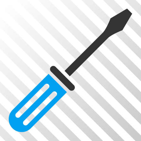 Blue And Gray Screwdriver toolbar pictogram. Vector pictograph style is a flat bicolor symbol on diagonal hatch transparent background.のイラスト素材