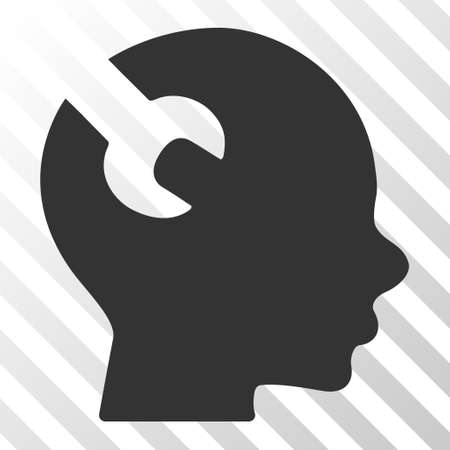 Gray Brain Wrench Tool interface toolbar icon. Vector pictograph style is a flat symbol on diagonal hatch transparent background.のイラスト素材
