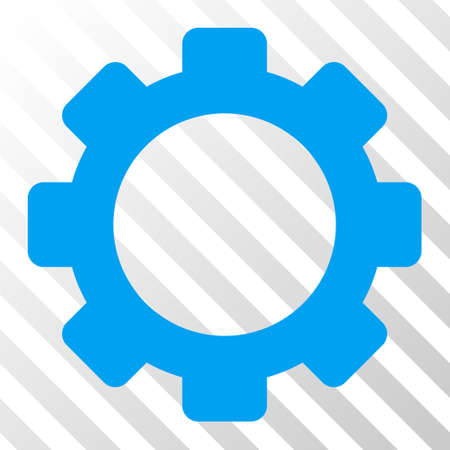 Blue Gear interface toolbar pictogram. Vector pictograph style is a flat symbol on diagonal hatch transparent background.のイラスト素材