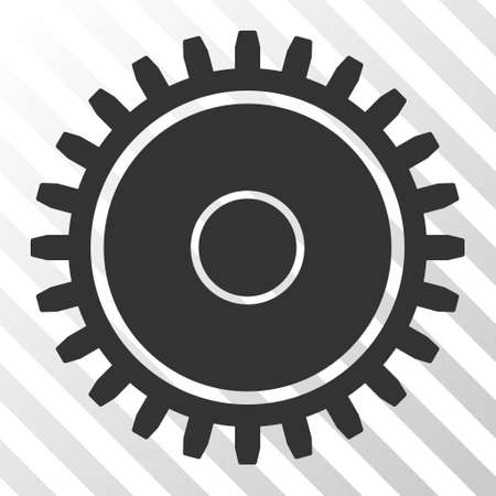 Gray Cogwheel interface icon. Vector pictogram style is a flat symbol on diagonal hatch transparent background.のイラスト素材
