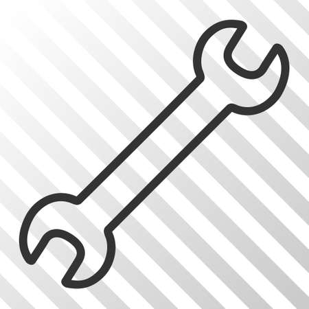 Gray Contour Wrench toolbar pictogram. Vector pictogram style is a flat symbol on diagonal hatch transparent background.のイラスト素材
