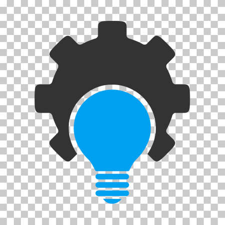 Blue And Gray Bulb Configuration Gear interface pictogram. Vector pictograph style is a flat bicolor symbol on chess transparent background.のイラスト素材