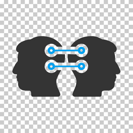 Blue And Gray Dual Heads Interface Connection interface pictogram. Vector pictograph style is a flat bicolor symbol on chess transparent background.のイラスト素材