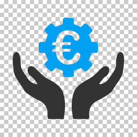 Blue And Gray Euro Maintenance Hands toolbar icon. Vector pictogram style is a flat bicolor symbol on chess transparent background.のイラスト素材