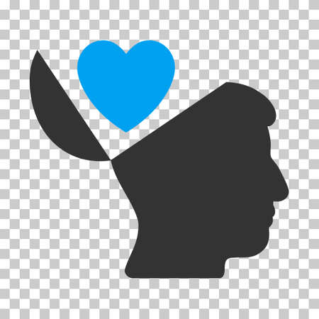 Blue And Gray Open Mind Love Heart interface toolbar pictogram. Vector pictograph style is a flat bicolor symbol on chess transparent background.のイラスト素材