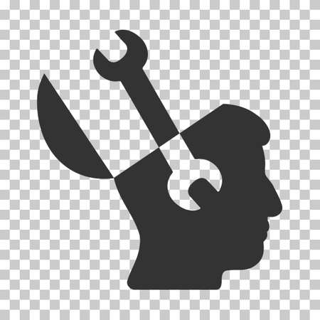 Gray Mind Wrench Tools toolbar pictogram. Vector pictogram style is a flat symbol on chess transparent background.のイラスト素材