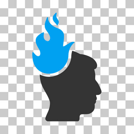 Blue And Gray Fired Head interface icon. Vector pictograph style is a flat bicolor symbol on chess transparent background.のイラスト素材