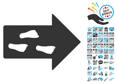 Exit Direction pictograph with bonus 2017 new year images. Vector illustration style is flat iconic symbols,modern colors.のイラスト素材