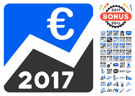 2017 Euro Chart pictograph with bonus 2017 new year pictures. Vector illustration style is flat iconic symbols,modern colors.のイラスト素材