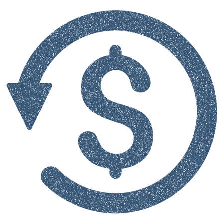 Chargeback grainy textured icon for overlay watermark stamps. Flat symbol with dirty texture. Dotted vector blue ink rubber seal stamp with grunge design on a white background.のイラスト素材