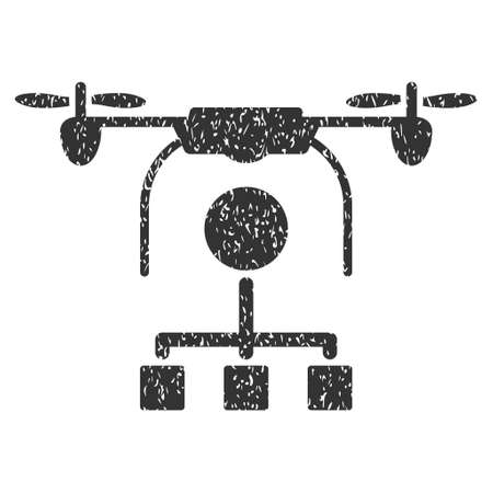 Drone Distribution grainy textured icon for overlay watermark stamps. Flat symbol with dirty texture. Dotted vector gray ink rubber seal stamp with grunge design on a white background.のイラスト素材