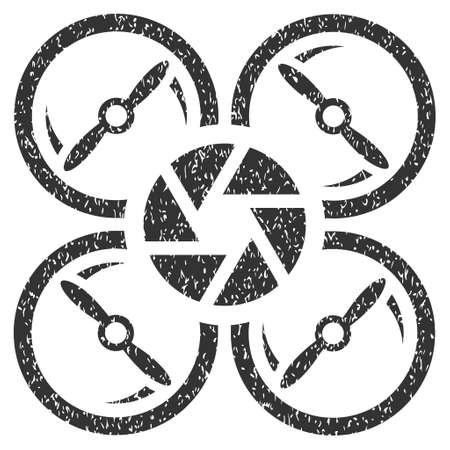 Shutter Drone grainy textured icon for overlay watermark stamps. Flat symbol with unclean texture. Dotted vector gray ink rubber seal stamp with grunge design on a white background.のイラスト素材