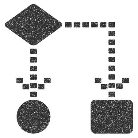 Algorithm Scheme grainy textured icon for overlay watermark stamps. Flat symbol with unclean texture. Dotted vector gray ink rubber seal stamp with grunge design on a white background.のイラスト素材