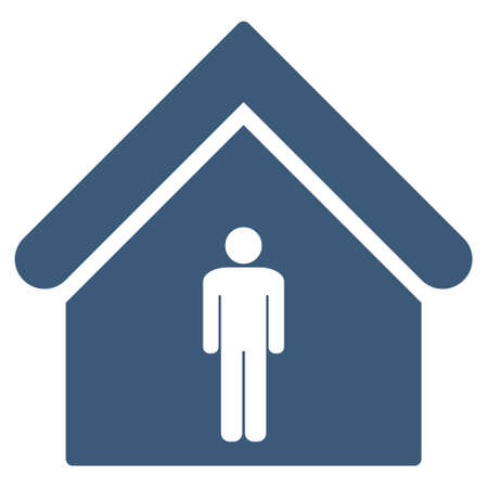 Man Toilet Building icon. Glyph style is flat iconic symbol, blue color, white background.の写真素材