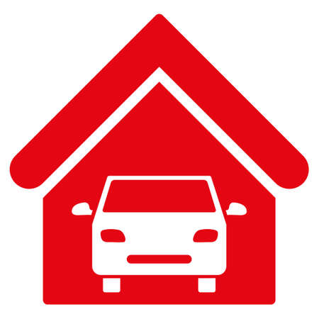 Car Garage icon. Glyph style is flat iconic symbol, red color, white background.の写真素材