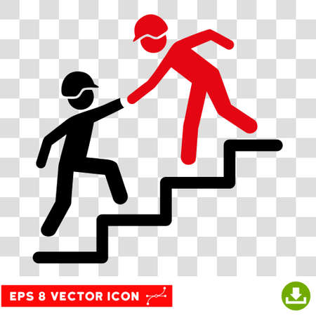 Vector Builder Business Help EPS vector pictogram. Illustration style is flat iconic bicolor intensive red and black symbol on a transparent background.のイラスト素材