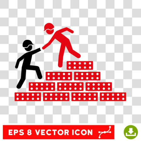 Vector Builder Stairs Help EPS vector pictogram. Illustration style is flat iconic bicolor intensive red and black symbol on a transparent background.のイラスト素材