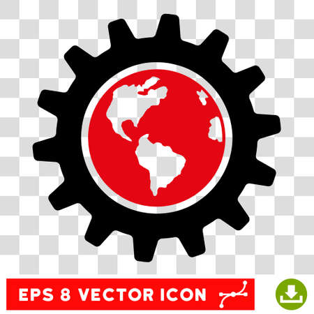 Vector Earth Engineering EPS vector icon. Illustration style is flat iconic bicolor intensive red and black symbol on a transparent background.のイラスト素材
