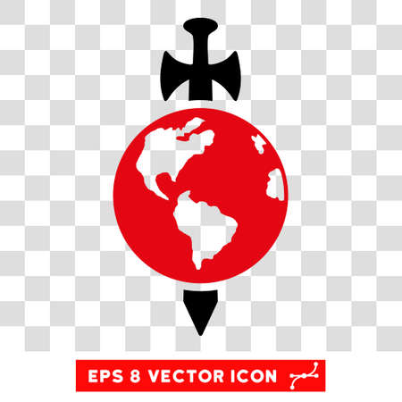 Vector Earth Guard Sword EPS vector icon. Illustration style is flat iconic bicolor intensive red and black symbol on a transparent background.のイラスト素材