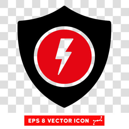 Vector Electric Guard EPS vector icon. Illustration style is flat iconic bicolor intensive red and black symbol on a transparent background.のイラスト素材