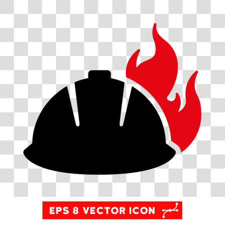 Vector Fire Helmet EPS vector icon. Illustration style is flat iconic bicolor intensive red and black symbol on a transparent background.のイラスト素材