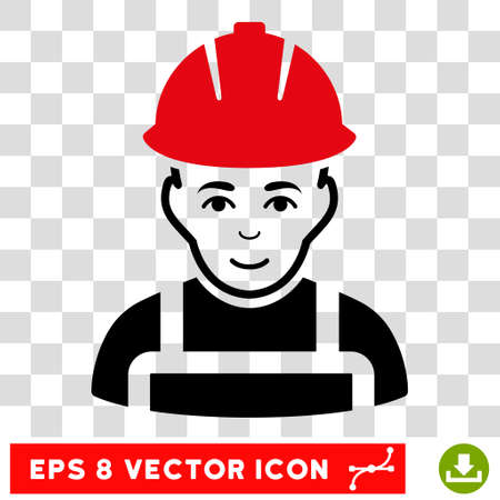 Vector Glad Worker EPS vector icon. Illustration style is flat iconic bicolor intensive red and black symbol on a transparent background.のイラスト素材