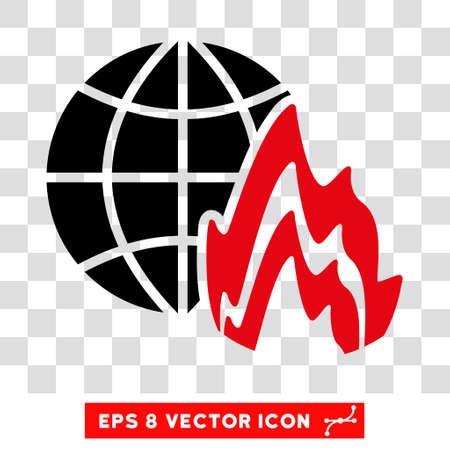 Vector Global Fire EPS vector icon. Illustration style is flat iconic bicolor intensive red and black symbol on a transparent background.のイラスト素材