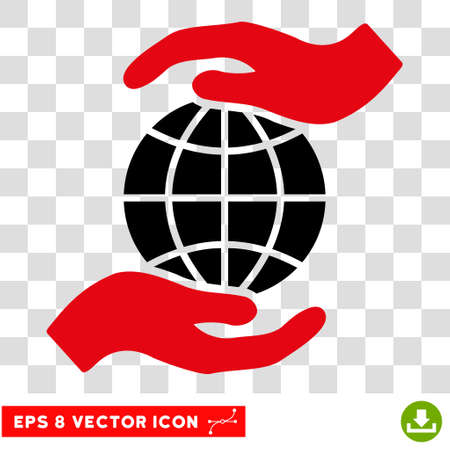 Vector Global Insurance Hands EPS vector pictogram. Illustration style is flat iconic bicolor intensive red and black symbol on a transparent background.のイラスト素材