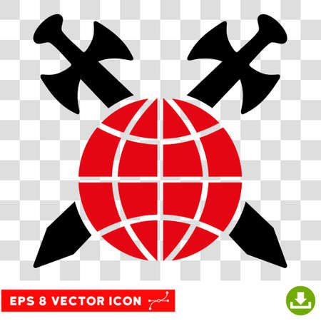 Vector Global Protection Swords EPS vector icon. Illustration style is flat iconic bicolor intensive red and black symbol on a transparent background.のイラスト素材