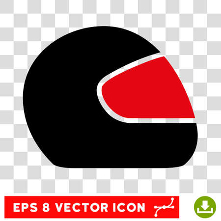 Vector Motorcycle Helmet EPS vector pictograph. Illustration style is flat iconic bicolor intensive red and black symbol on a transparent background.のイラスト素材