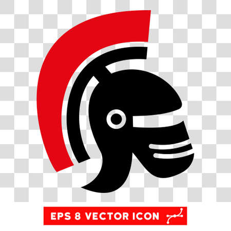 Vector Rome Helmet EPS vector pictograph. Illustration style is flat iconic bicolor intensive red and black symbol on a transparent background.のイラスト素材