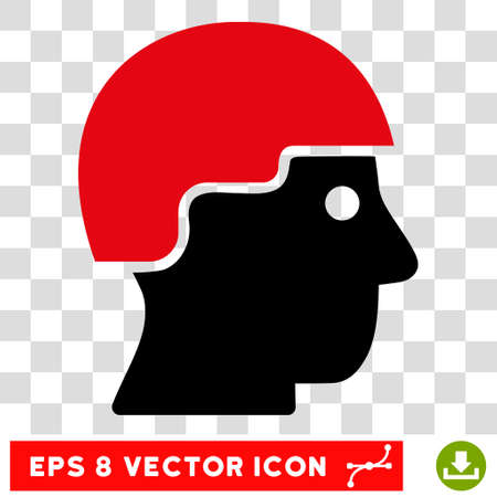 Vector Soldier Helmet EPS vector pictogram. Illustration style is flat iconic bicolor intensive red and black symbol on a transparent background.のイラスト素材