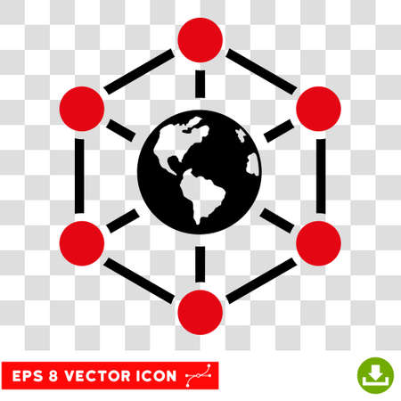 Vector Worldwide Internet EPS vector icon. Illustration style is flat iconic bicolor intensive red and black symbol on a transparent background.のイラスト素材