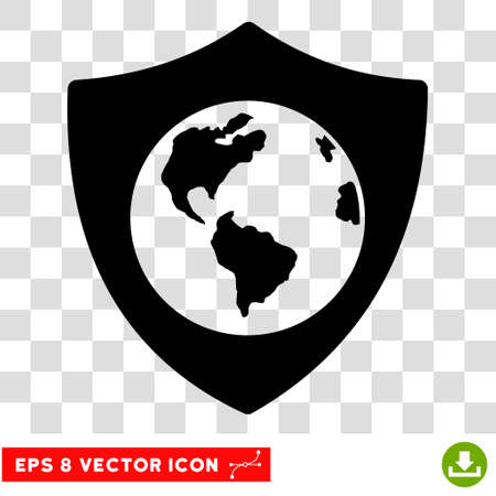 Vector Earth Shield EPS vector pictogram. Illustration style is flat iconic black symbol on a transparent background.のイラスト素材