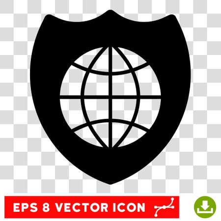 Vector Global Shield EPS vector icon. Illustration style is flat iconic black symbol on a transparent background.のイラスト素材