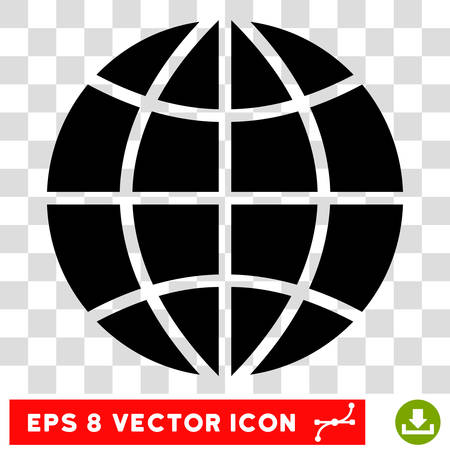 Vector Planet Globe EPS vector pictograph. Illustration style is flat iconic black symbol on a transparent background.のイラスト素材