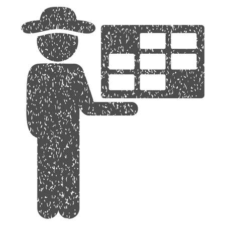 Agent Schedule grainy textured icon for overlay watermark stamps. Flat symbol with dirty texture. Dotted vector gray ink rubber seal stamp with grunge design on a white background.のイラスト素材