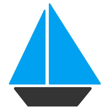 Yacht glyph pictogram. Illustration style is a flat iconic bicolor blue and gray symbol on white background.の写真素材