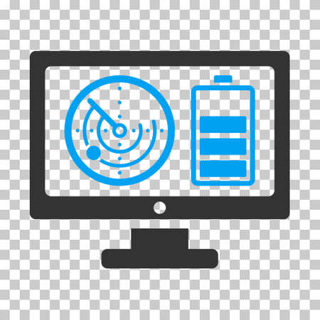 Radar Battery Control Monitor interface toolbar icon. Vector pictograph style is a flat bicolor symbol, blue and gray colors, chess transparent background.のイラスト素材