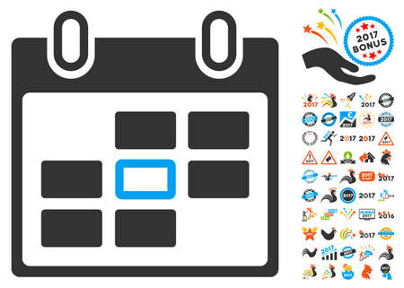 Calendar Day pictograph with bonus 2017 new year symbols. Glyph illustration style is flat iconic symbols,modern colors.の写真素材