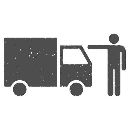 Truck Customer rubber seal stamp watermark. Icon symbol with grunge design and dust texture. Scratched glyph gray ink sticker on a white background.の写真素材