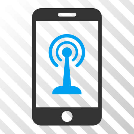 Radio Control Smartphone vector pictogram. Illustration style is flat iconic bicolor blue and gray symbol on a hatch transparent background.のイラスト素材