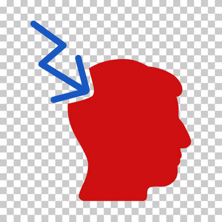 Blue And Red Head Electric Strike toolbar icon. Vector pictograph style is a flat bicolor symbol on chess transparent background.のイラスト素材