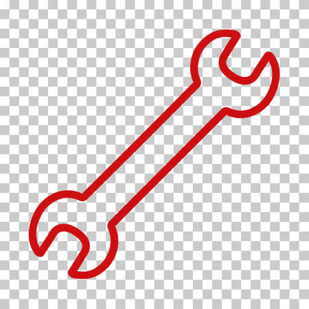 Red Contour Wrench toolbar pictogram. Vector pictogram style is a flat symbol on chess transparent background.のイラスト素材