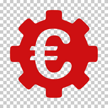 Red Euro Development Gear interface toolbar pictogram. Vector pictogram style is a flat symbol on chess transparent background.のイラスト素材