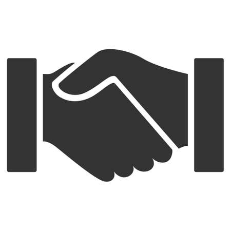 Handshake glyph icon. Flat gray symbol. Pictogram is isolated on a white background. Designed for web and software interfaces.の写真素材