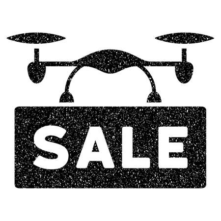 Airdrone Sale grainy textured icon for overlay watermark stamps. Flat symbol with dust texture. Dotted vector black ink rubber seal stamp with grunge design on a white background.のイラスト素材