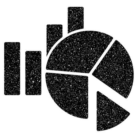 Statistics grainy textured icon for overlay watermark stamps. Flat symbol with dirty texture. Dotted vector black ink rubber seal stamp with grunge design on a white background.のイラスト素材
